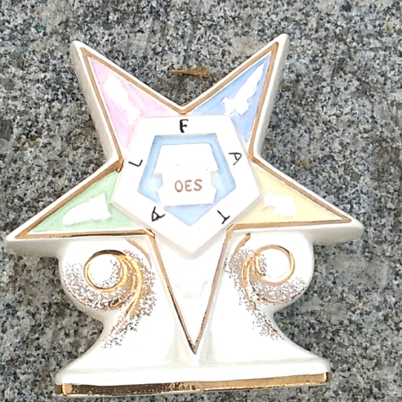 TEMPLE TREASURES ORDER of the Eastern Star VASE Gold Painting